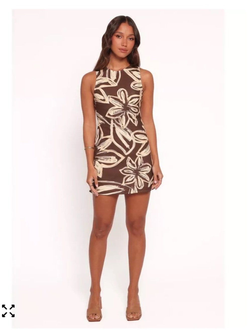 Petal & Pup Brown Mini Dress with Cream Floral Print